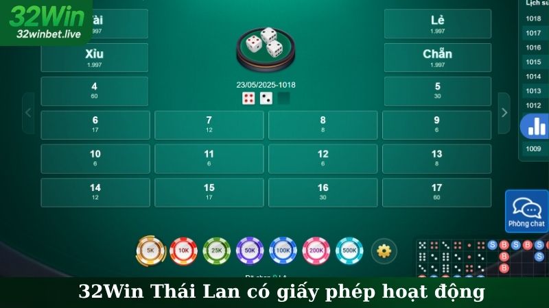 32Win Thái Lan có giấy phép hoạt động