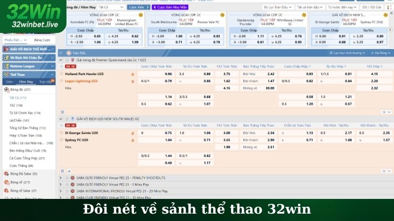 Đôi nét về sảnh thể thao 32WIN