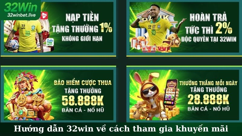 Hướng dẫn 32WIN về cách tham gia khuyến mãi