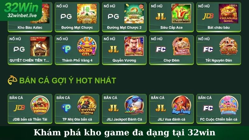 Khám phá kho game đa dạng tại 32WIN